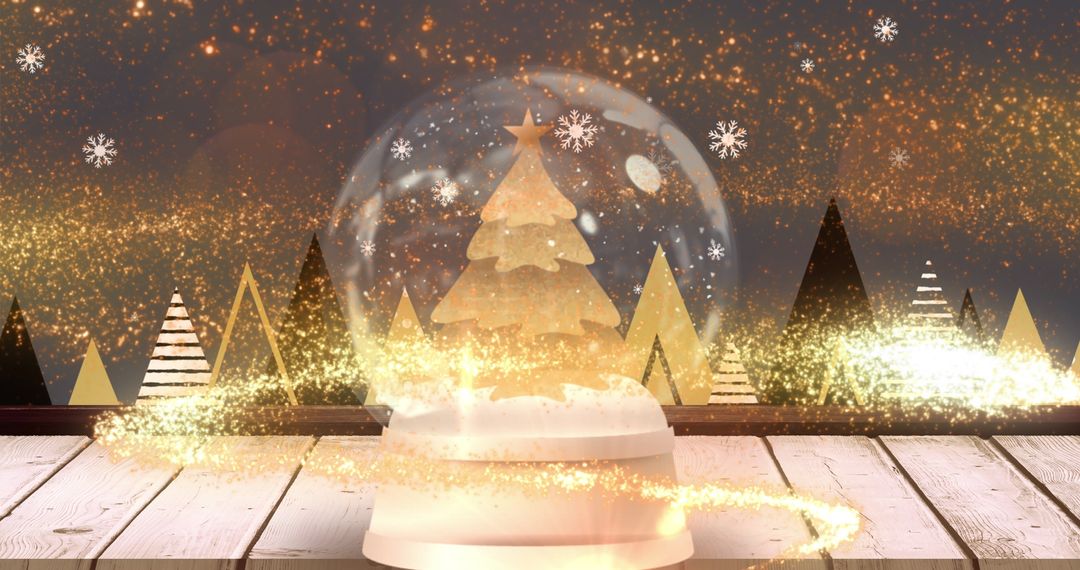 Magic Christmas Tree Snow Globe with Shimmering Lights
