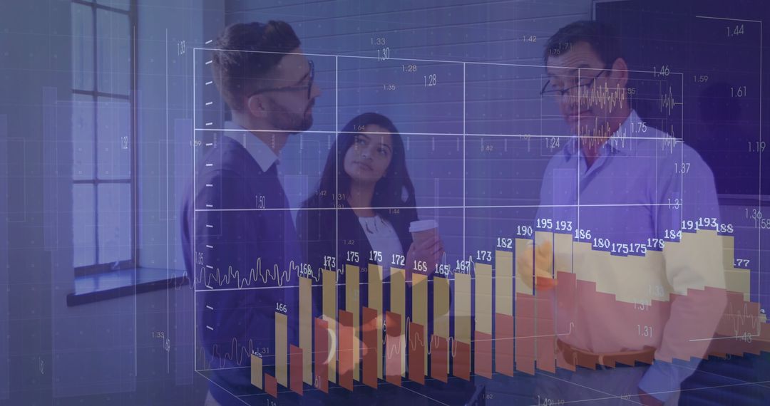 Professionals Analyzing 3D Graphs for Data Driven Decisions