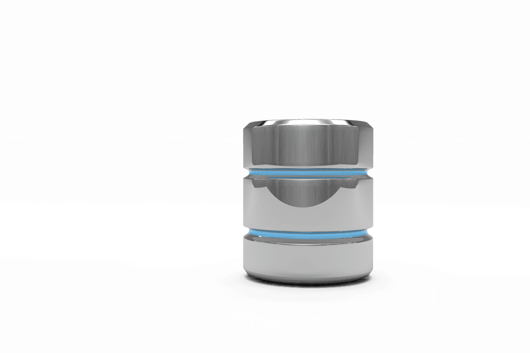Silver Metal Data Storage Canister on Transparent Background