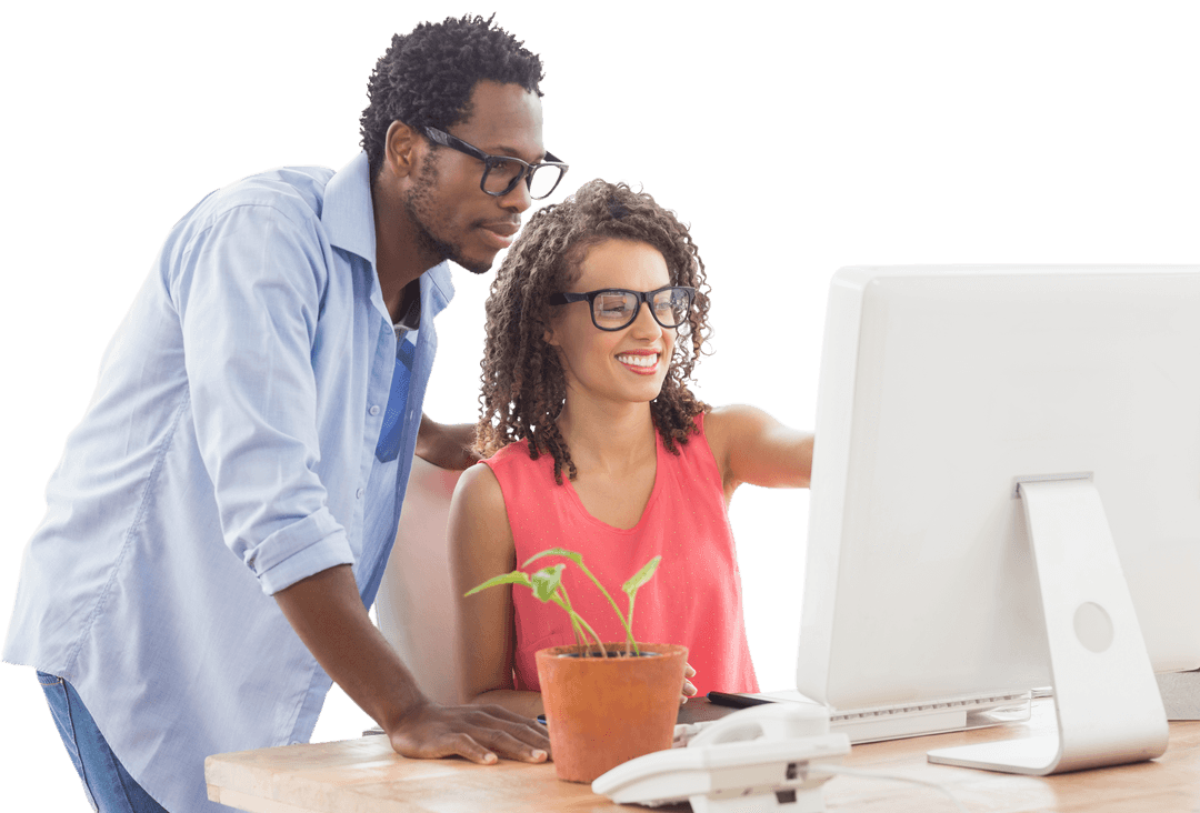 Transparent Teamwork: Professionals Collaborating at Modern Workspace