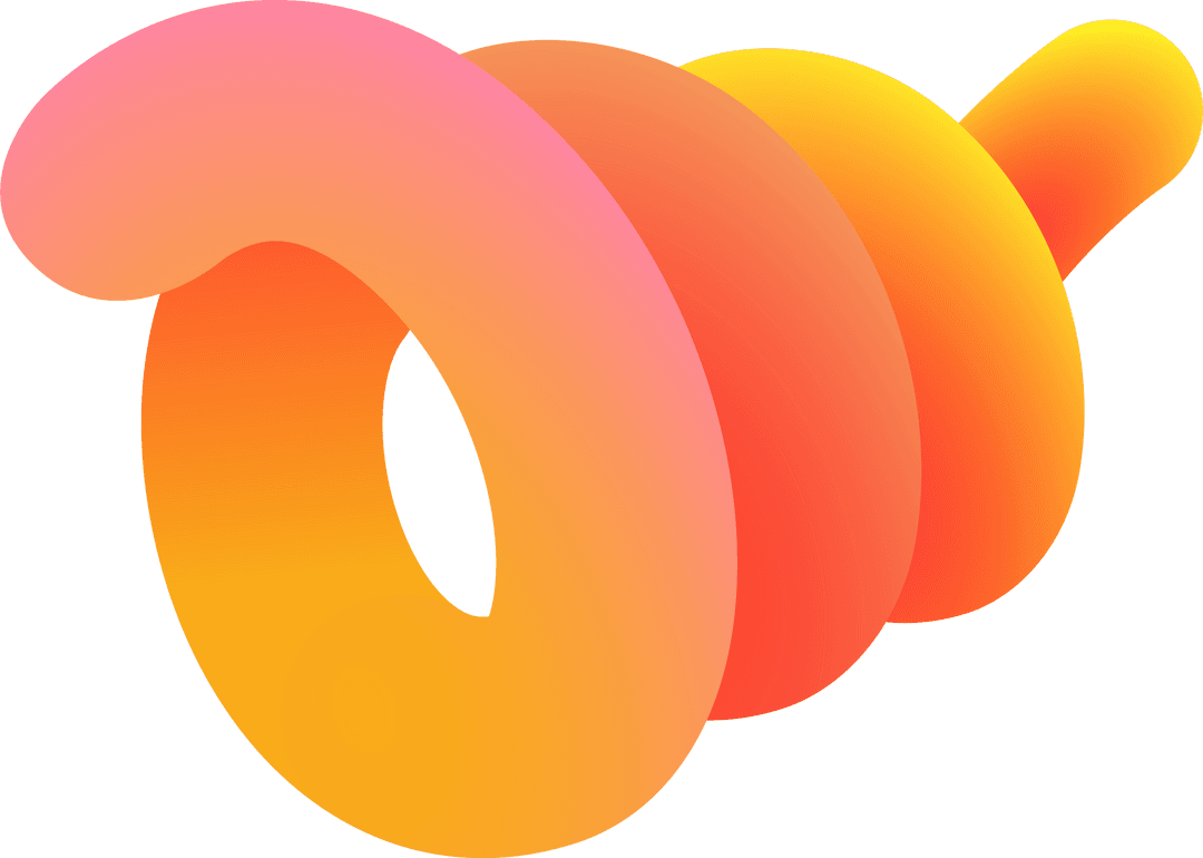 Transparent 3D Abstract Tubular Coil with Vibrant Pink-Yellow Gradient