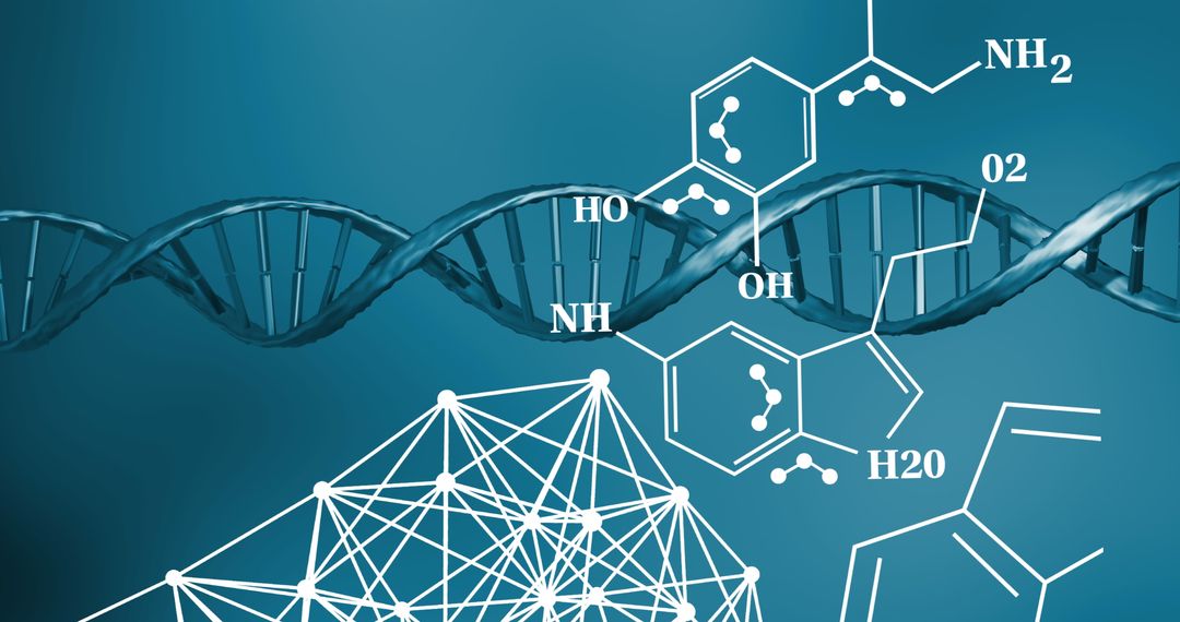 Chemical Structures and DNA Strand Represent Science Innovation
