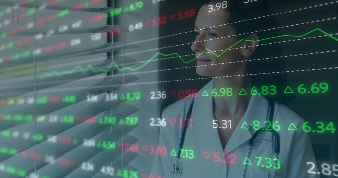 Doctor Analyzing Stock Market Data with Futuristic Interface