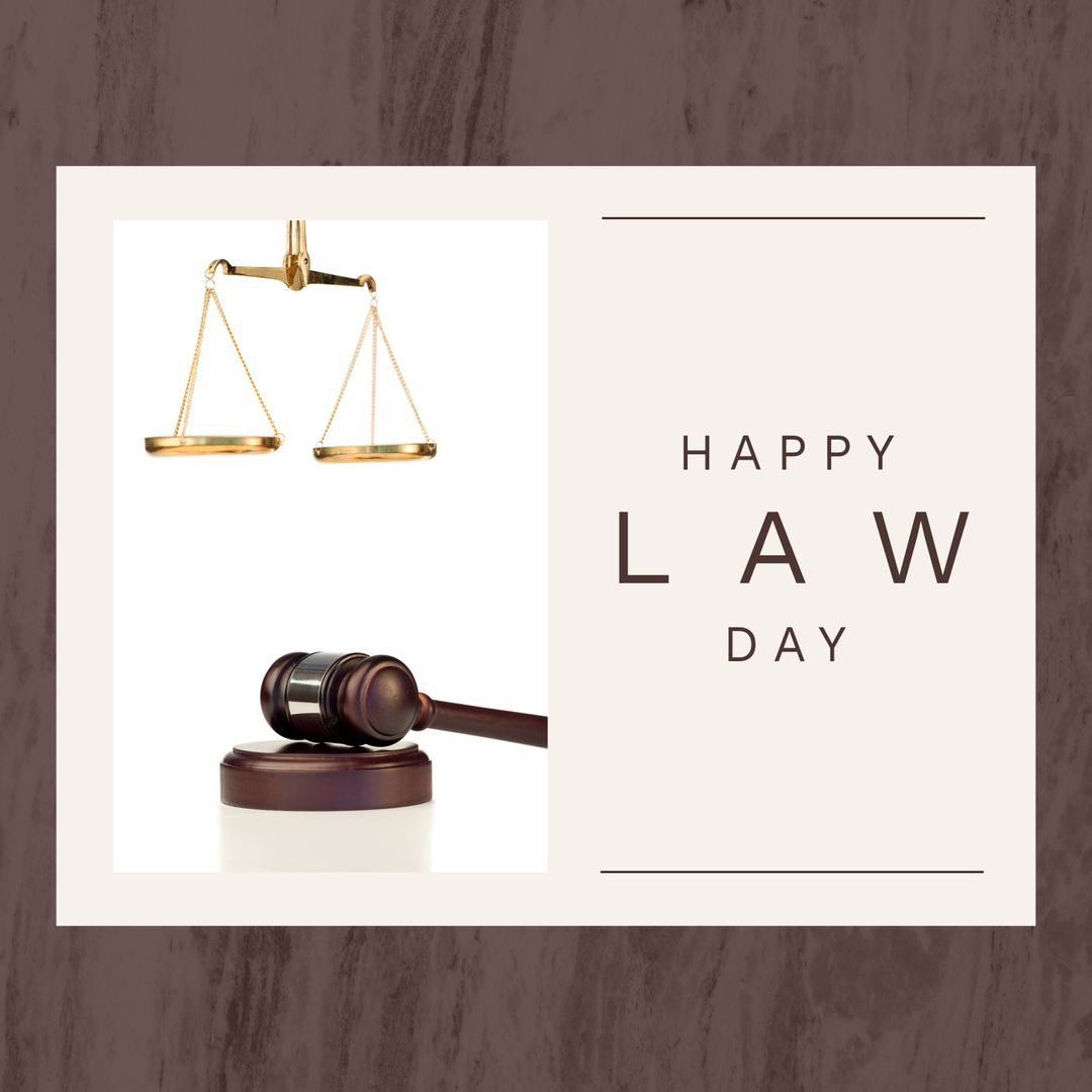 Law Day Celebration Card with Justice Scale and Gavel Design