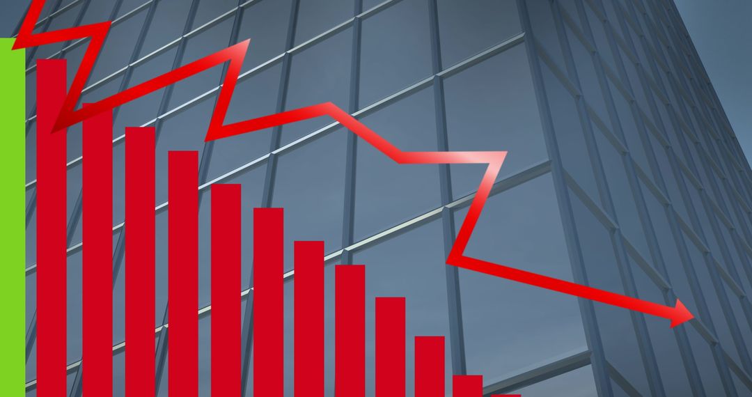 Graph with Declining Trend on Modern Glass Building Background