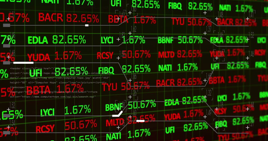 Digital Stock Market Display With Fluctuating Data