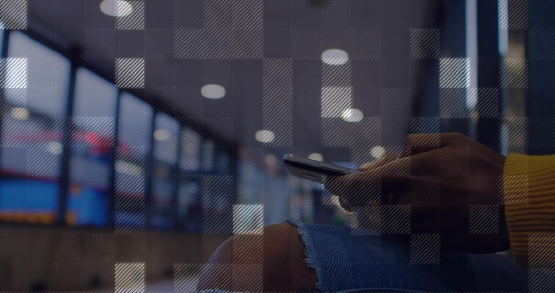 Stylish Woman Relaxing with Smartphone in Airport Terminal