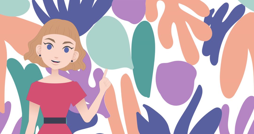 Animated Woman Engaging with Abstract Art for Mentoring Month