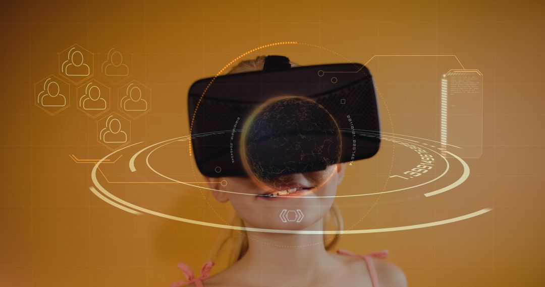 Child Immersed in Virtual Reality with Digital Overlay