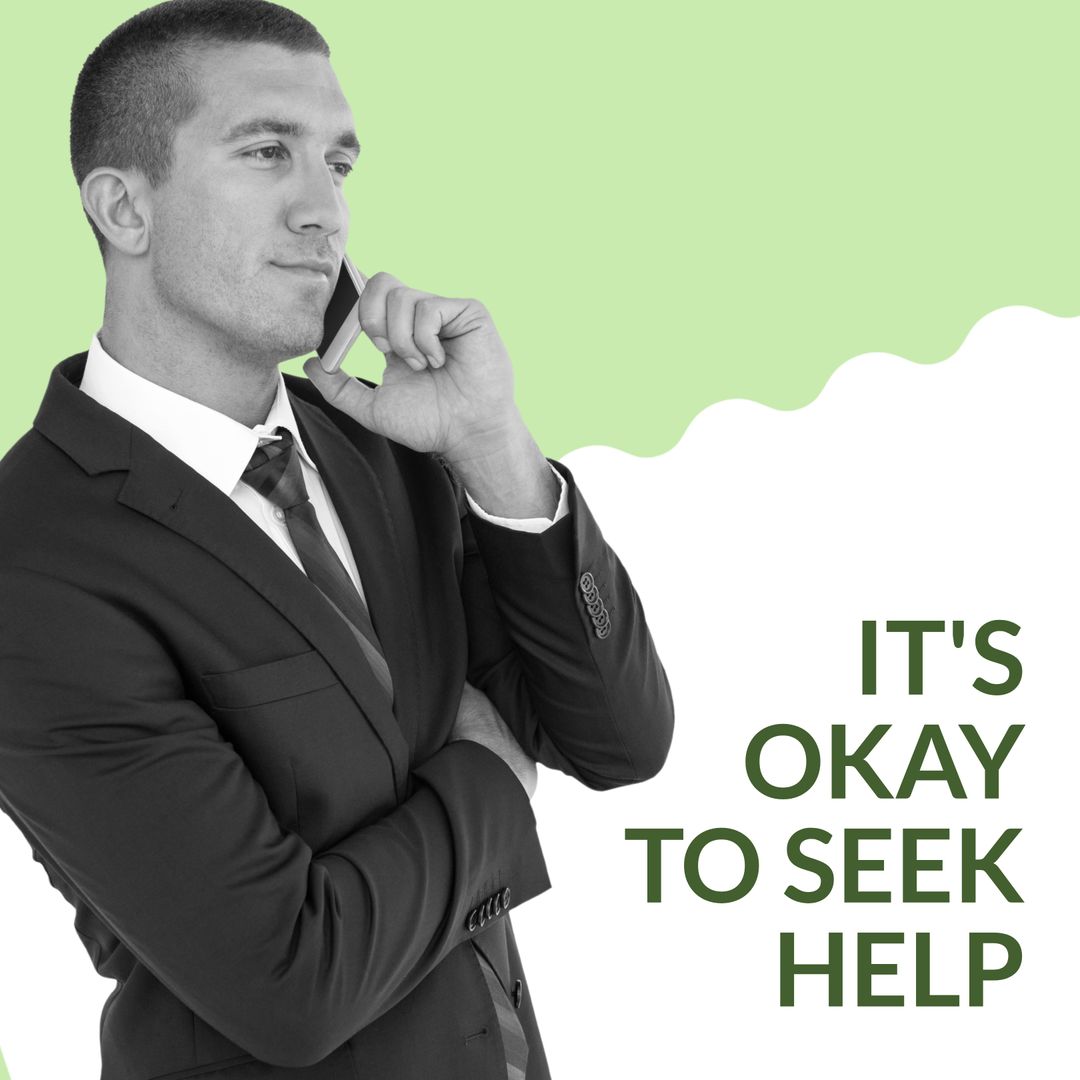 Caucasian Businessman Embracing Support through Phone Conversation