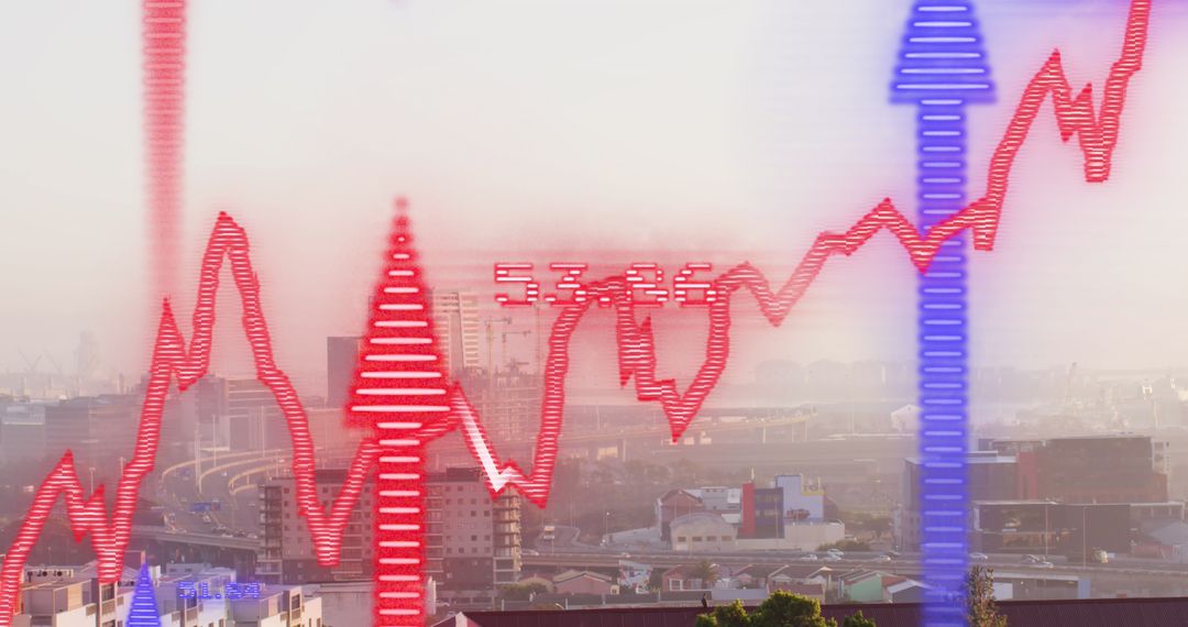 Dynamic Digital Charts Overlaying Urban Skyline