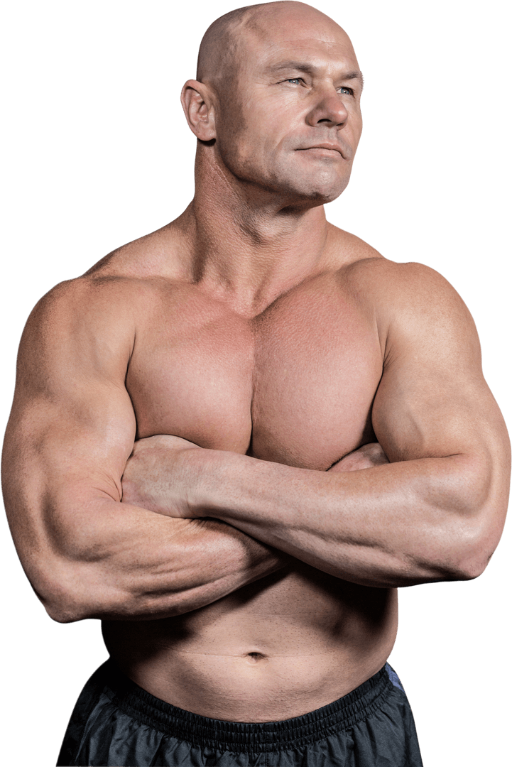Transparent Image of Muscular Fit Man with Arms Crossed