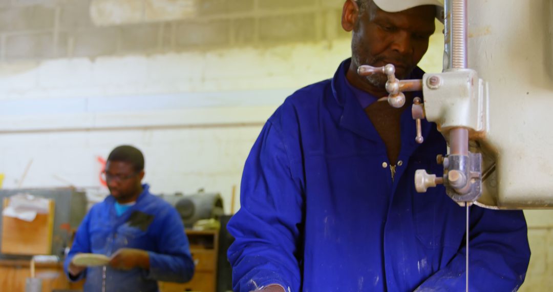 Two African American Men Working in Wood Workshop - Free Images, Stock Photos and Pictures on Pikwizard.com