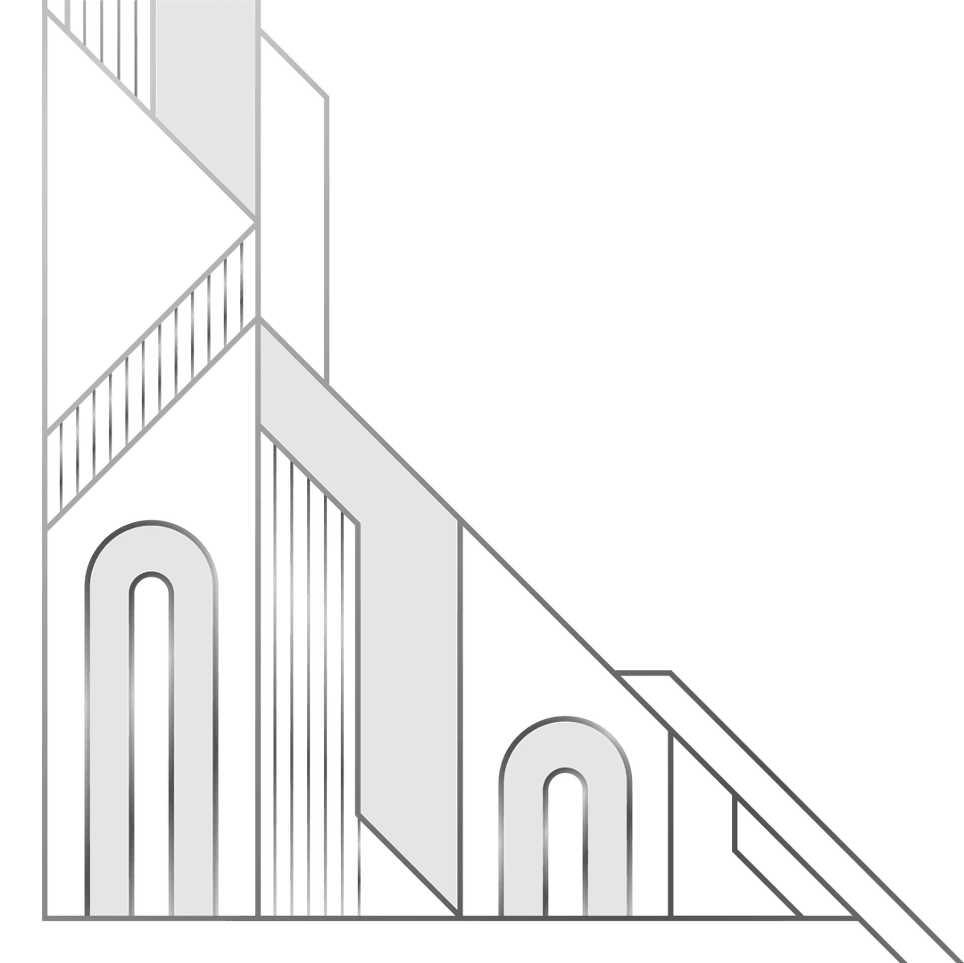 Minimalist Geometric Facade with Transparent Background