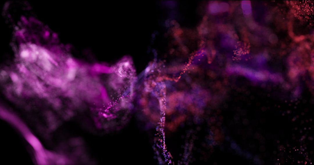Dynamic Particles in Motion on Vibrant Black Background