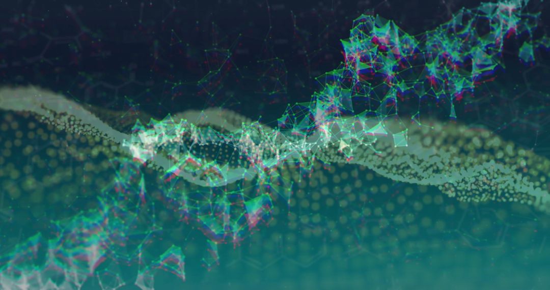 Abstract Digital Waveforms and Geometric Shapes on Gradient