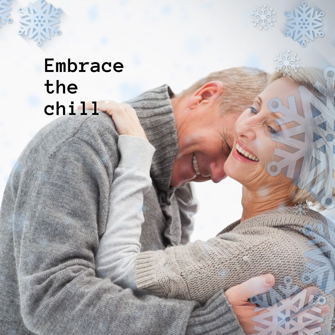 Senior Couple Embracing Joyfully in Winter Climate