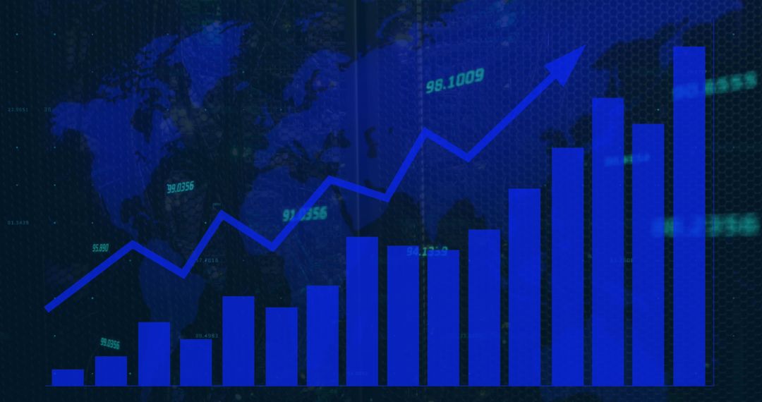 Global Business Growth with Statistical Graphs and World Map Background
