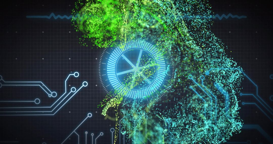 Futuristic Technology Interface with Dynamic Digital Visualization