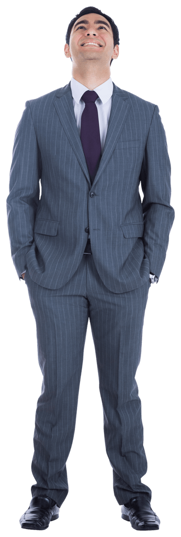 Biracial Businessman in Suit Smiling on Transparent Background