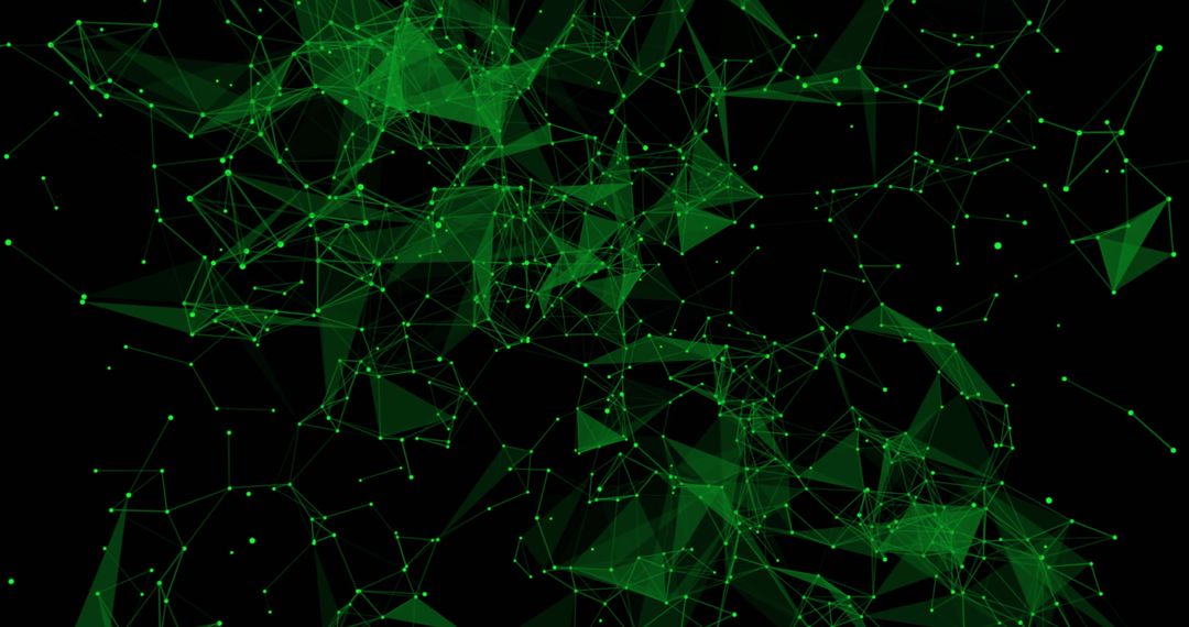 Abstract Green Polygonal Network on Black Background