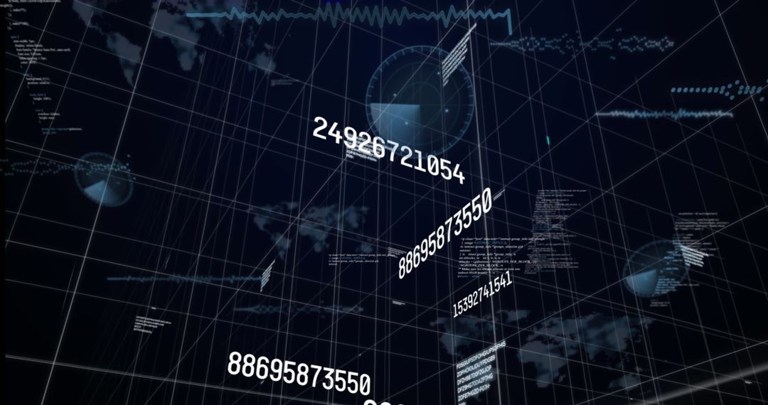 Dynamic Numbers and Data Processing on Digital Grid - Free Images, Stock Photos and Pictures on Pikwizard.com