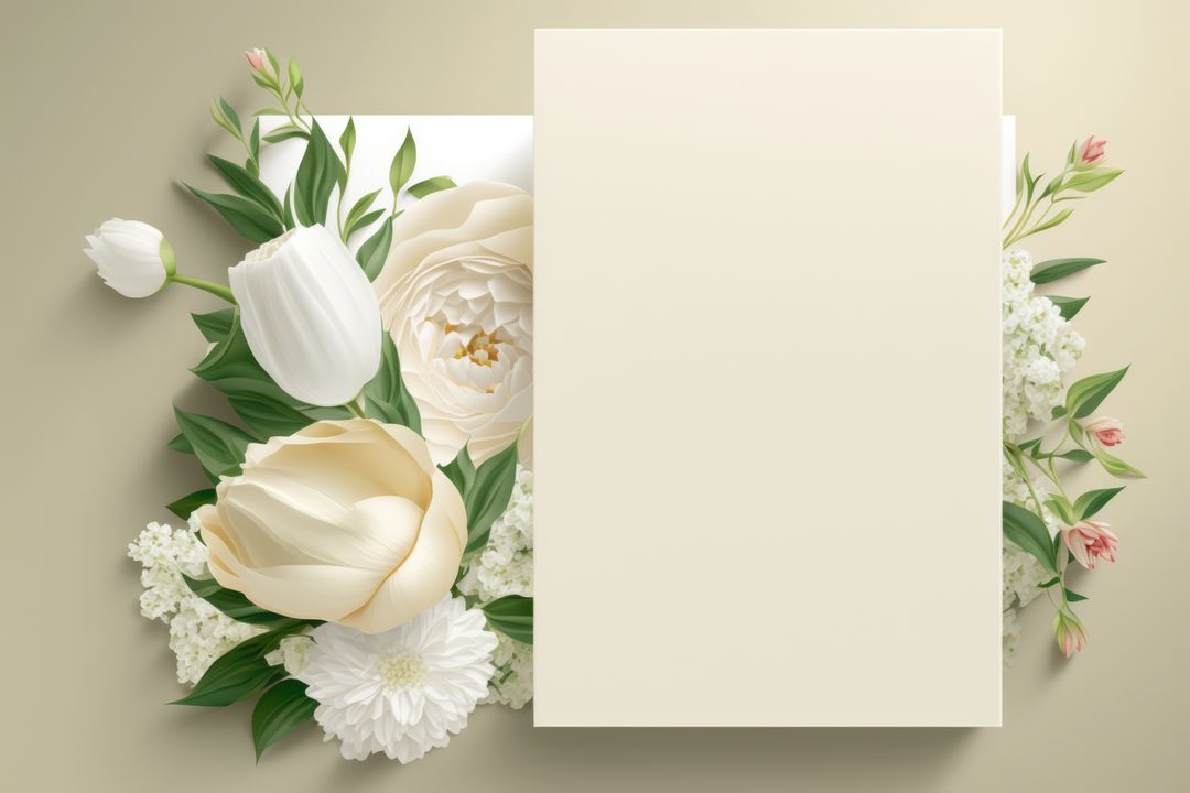Blank White Card with Elegant Floral Arrangement - Free Images, Stock Photos and Pictures on Pikwizard.com