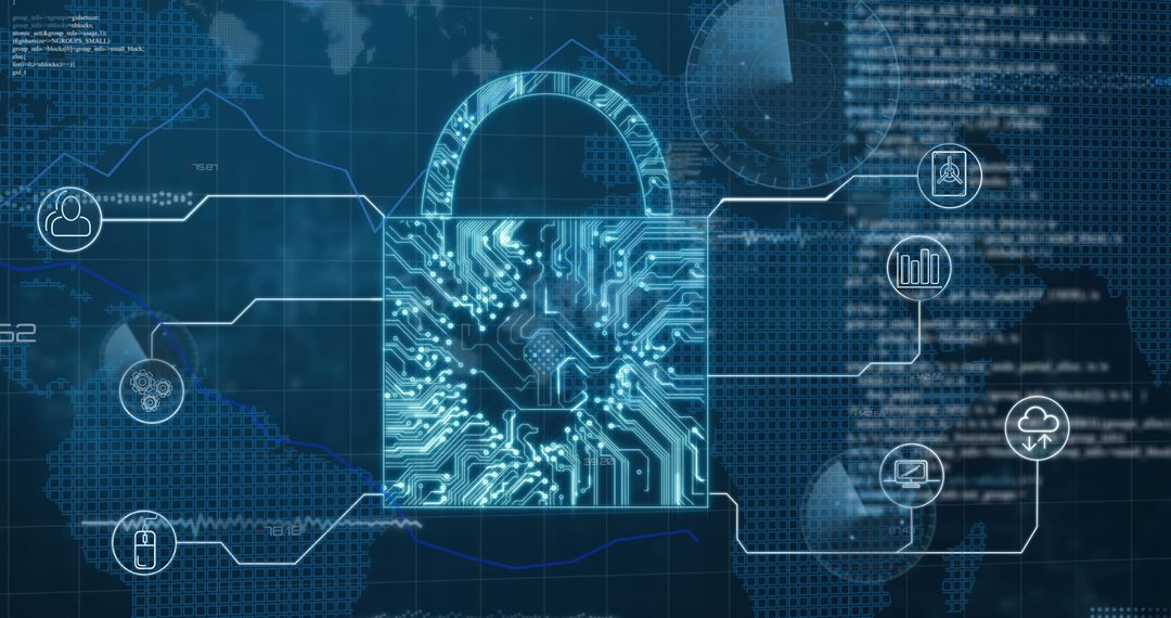 Digital Padlock Symbolizing Internet Security with Network Connections