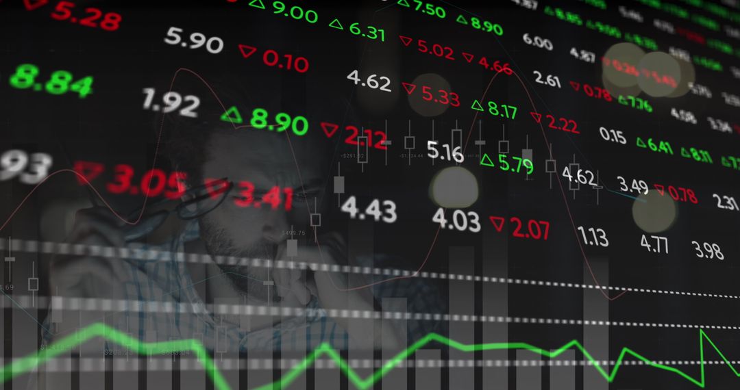 Stock Traders Analyzing Market Data with Overlay Charts