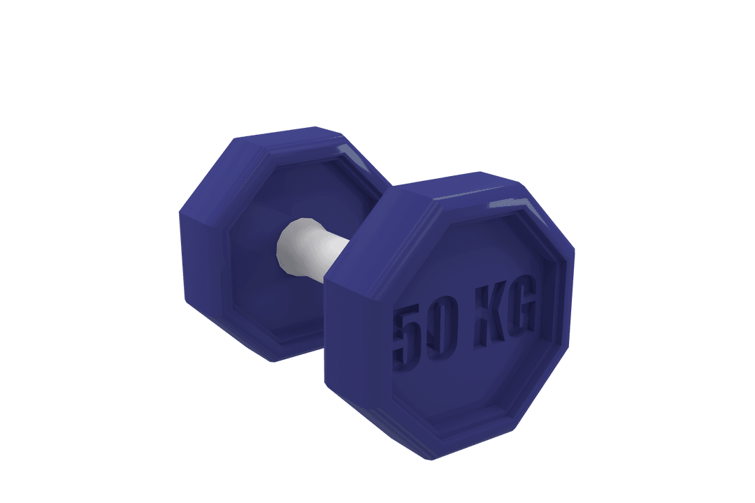 Dark Blue Dumbbell with 50 KG Marking Transparent Background