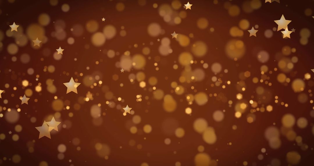 Gold Starry Bokeh on Brown Shimmering Background