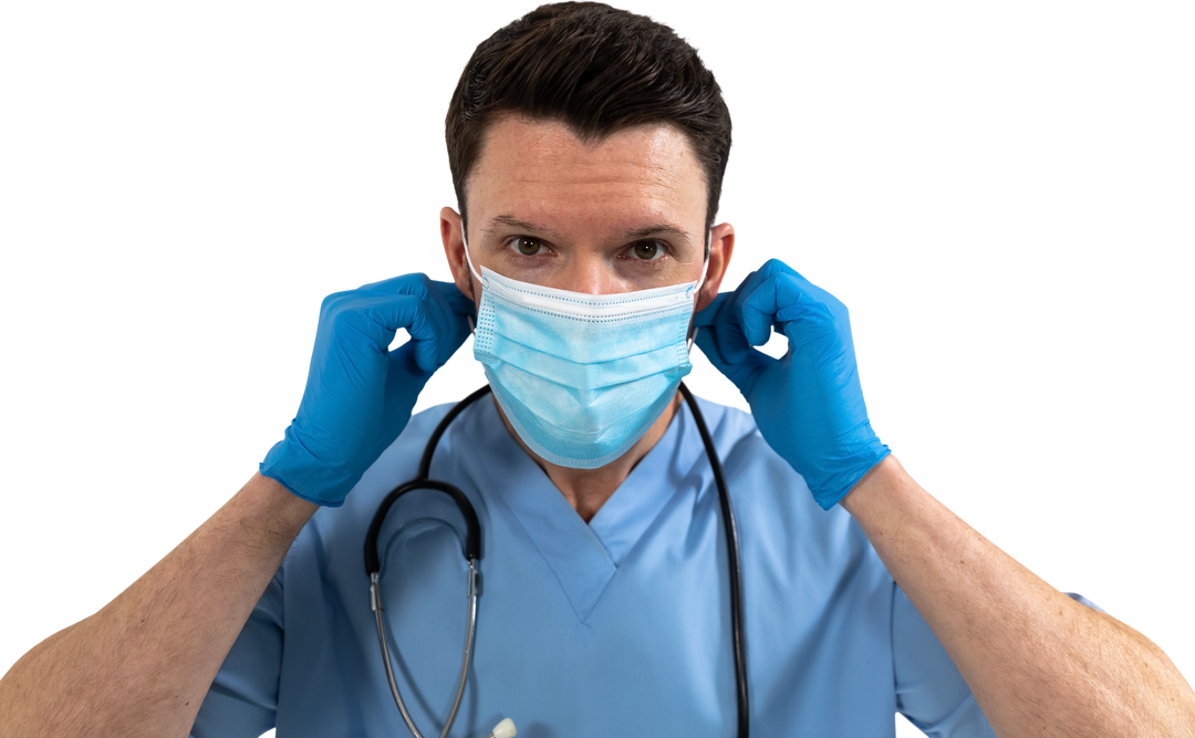 Transparent image of male healthcare worker wearing medical mask and gloves - Download Free Stock Images Pikwizard.com