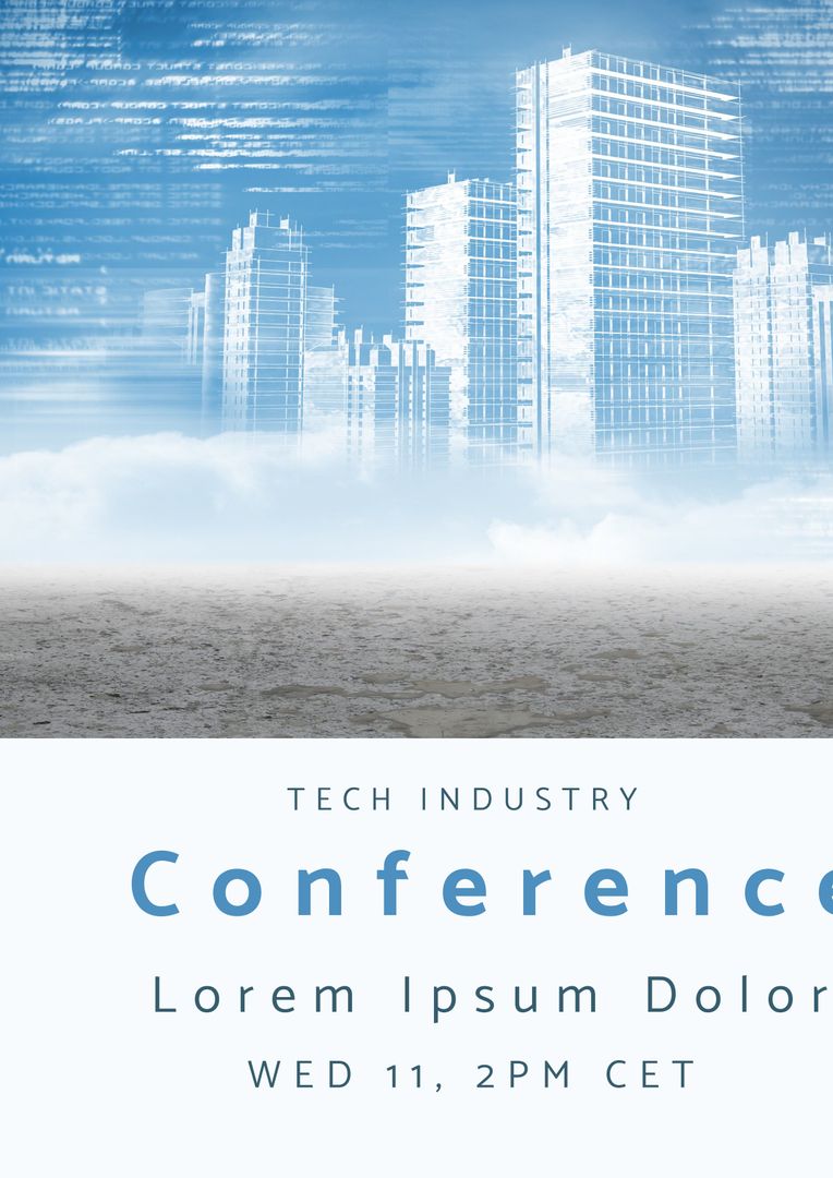 Innovative Tech Conference Flyer with Digital Skyscrapers