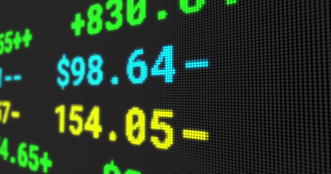 Stock Market Display Board with Changing Prices