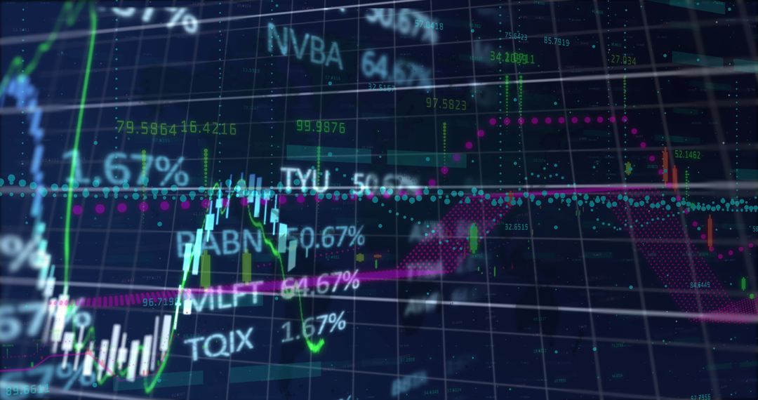 Financial Data Charts in Shimmering Blue Digital Space