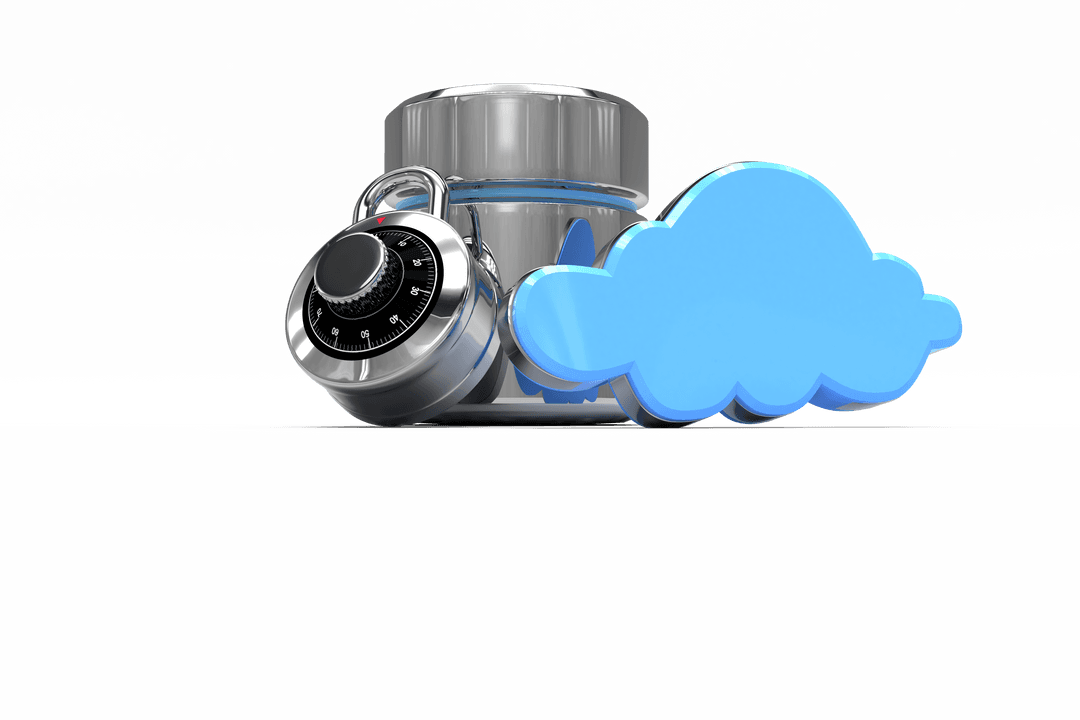 Cloud Security Concept with Transparent Combination Lock
