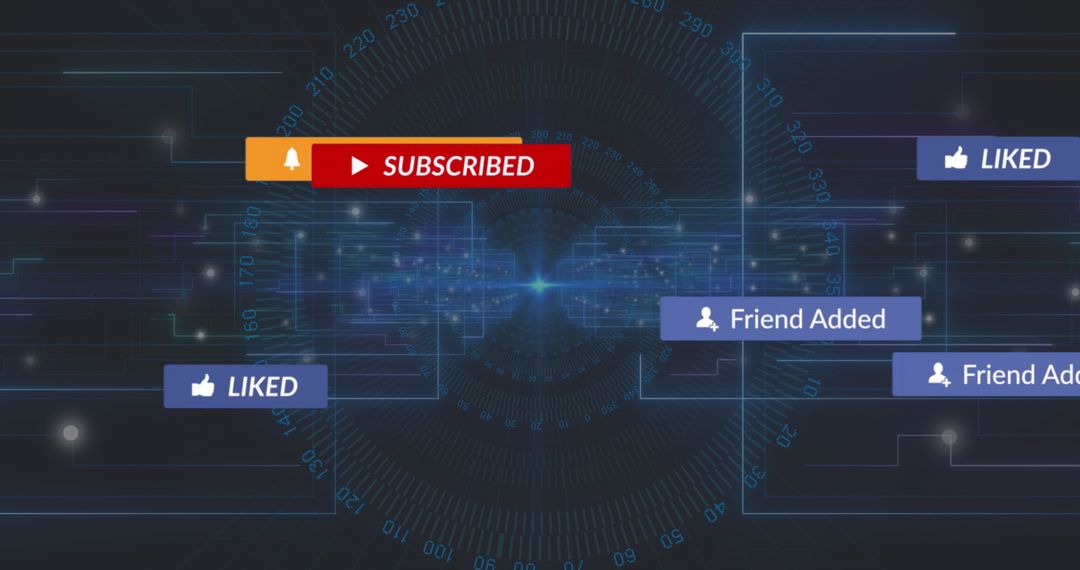 Futuristic Digital Interface with Subscribed and Liked Elements