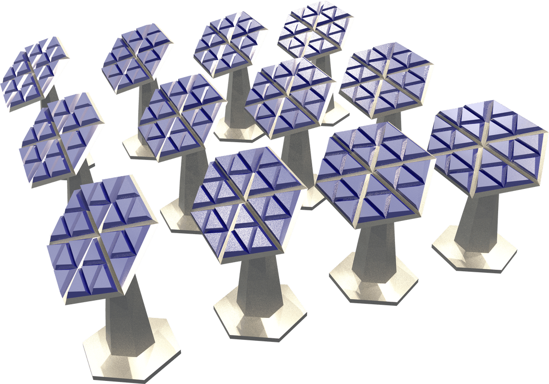 High Angle View of Transparent Hexagon Solar Panels