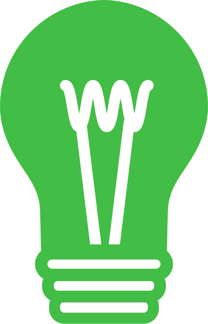 Green Light Bulb Icon for Environment on Transparent Background