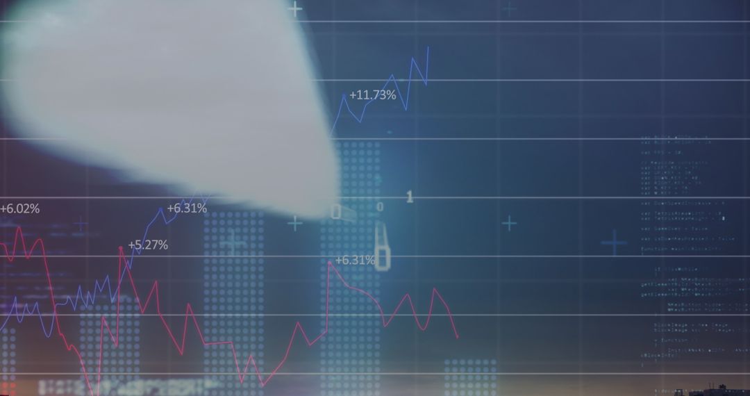 Digital Financial Data Overlay on Urban Sky