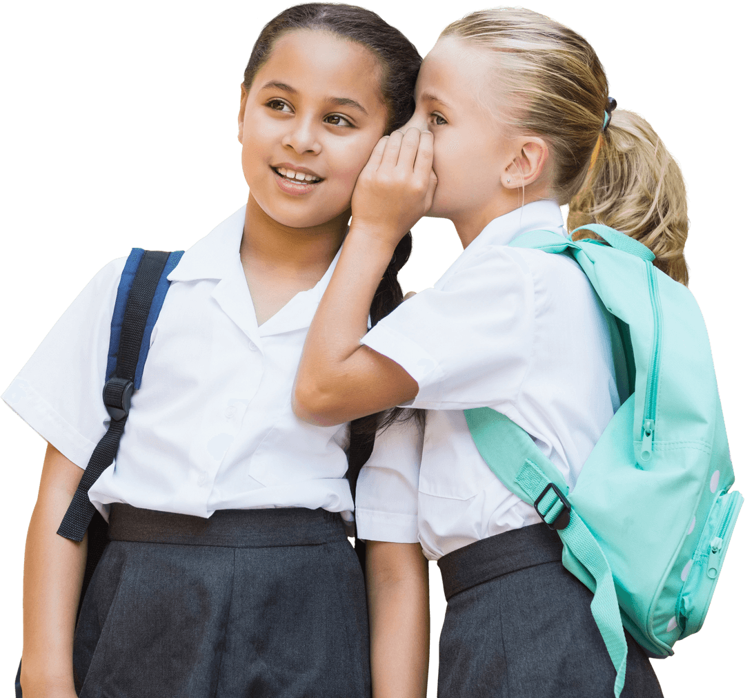 Transparent Schoolgirls Sharing Secret in Uniform