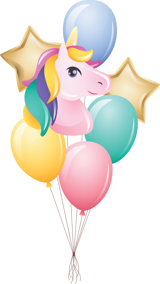 Colorful Unicorn and Star Balloons on Transparent Background - Download Free Stock Images Pikwizard.com