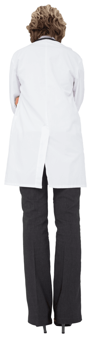 Rear View of Female Doctor on Transparent Background for Healthcare Use