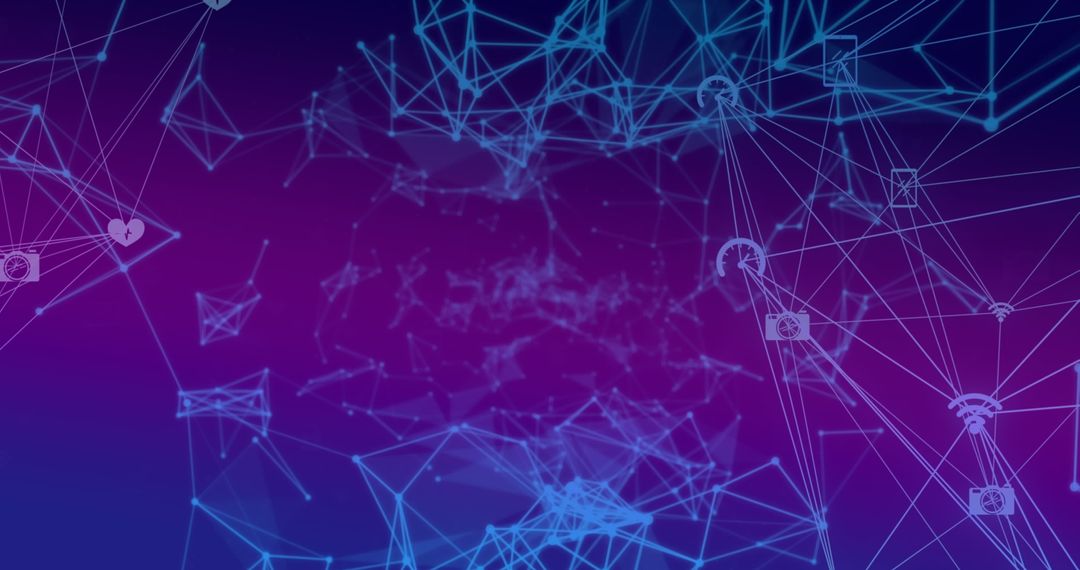 Abstract Digital Network with Futuristic Tech Icons