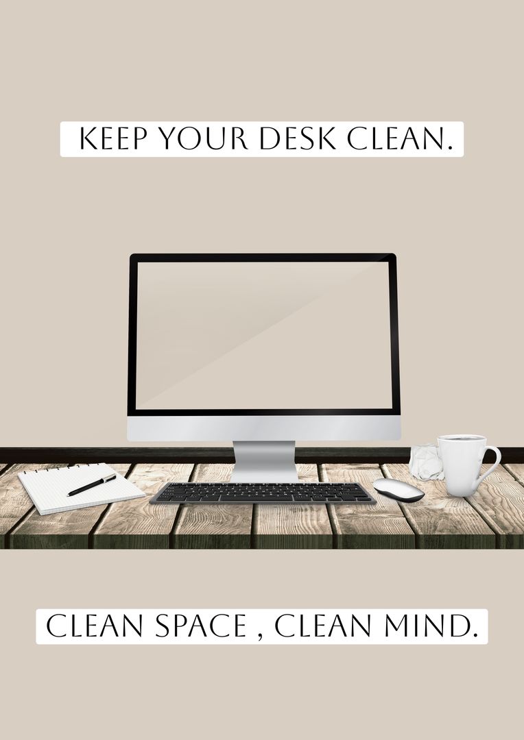 Minimalist workspace with computer and inspirational quote