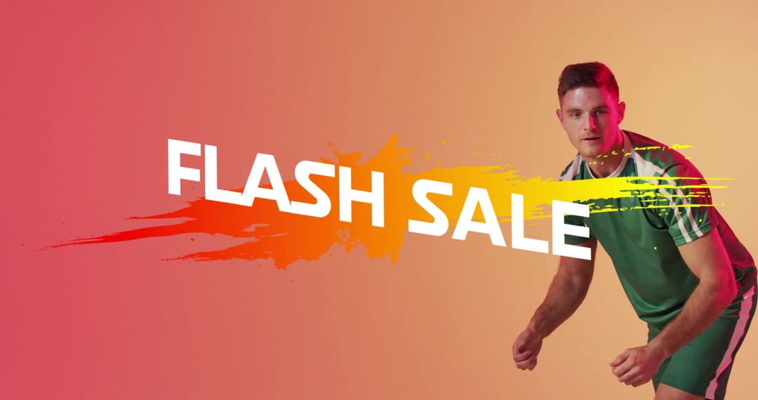 Athletic Flash Sale with Energetic Soccer Player in Motion