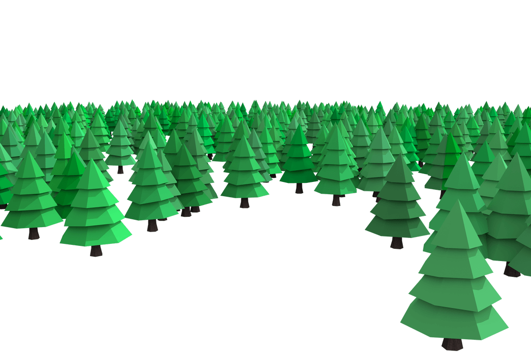 Transparent Isometric Forest with Stylized Green Trees