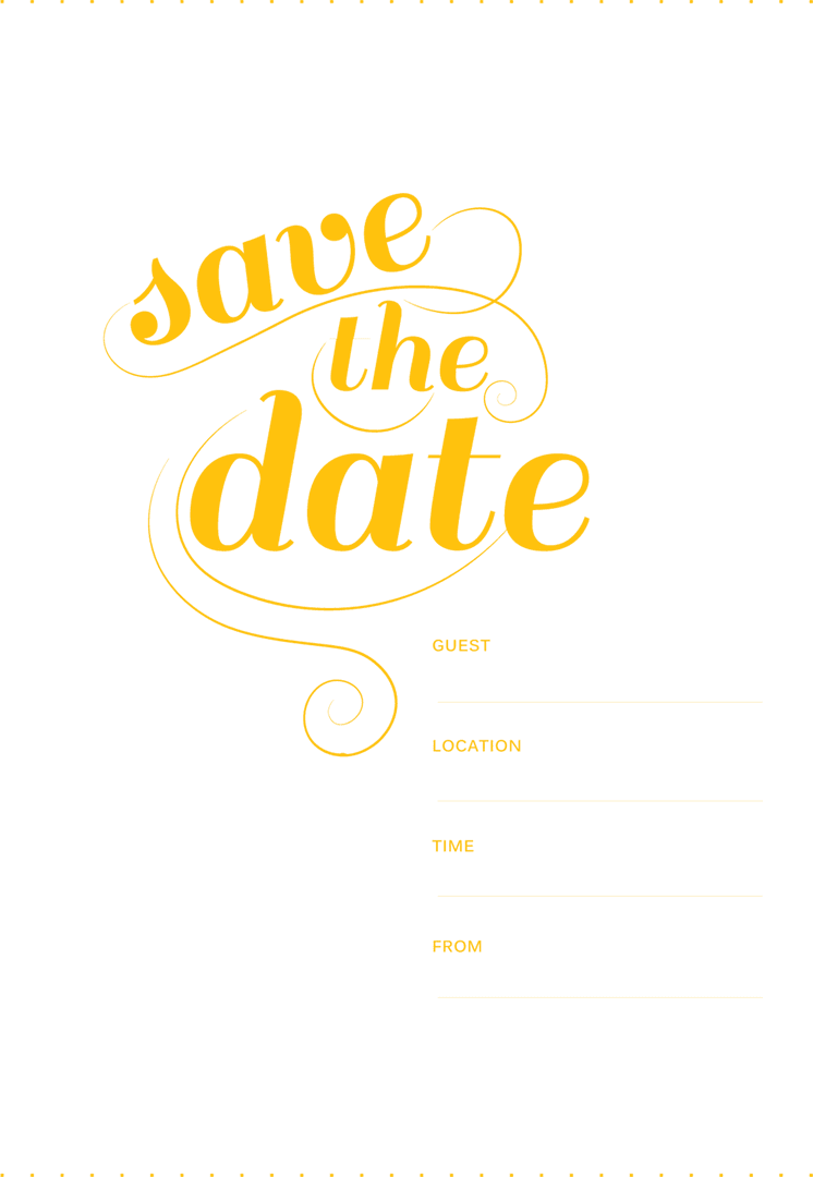 Elegant Yellow Save the Date Text with Transparent Background - Download Free Stock Images Pikwizard.com