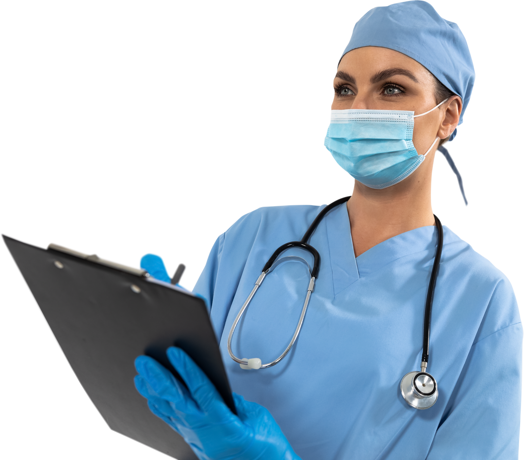 Transparent Healthcare Worker Writing Patient Information Wearing PPE - Download Free Stock Images Pikwizard.com