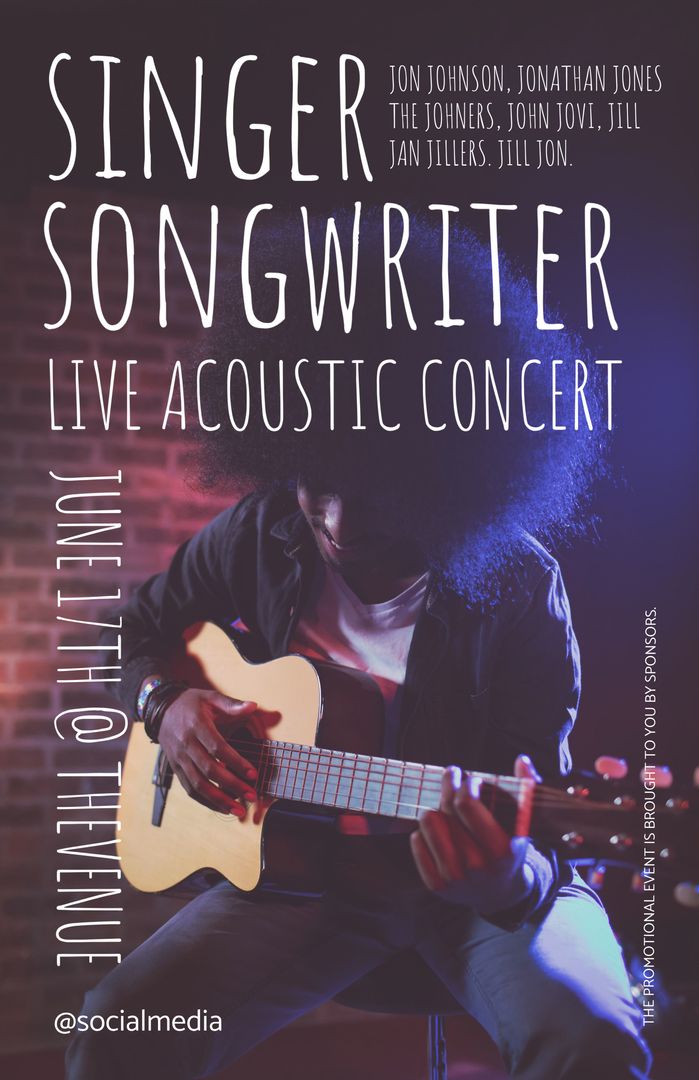 Live Acoustic Concert Poster Featuring Guitarist - Download Free Stock Templates Pikwizard.com